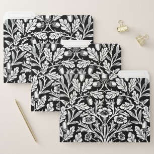 William Morris Vintage Black White Oak Pattern File Folder