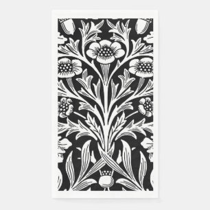William Morris Vintage Black White Oak Pattern Paper Guest Towels