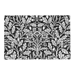 William Morris Vintage Black White Oak Pattern Placemat