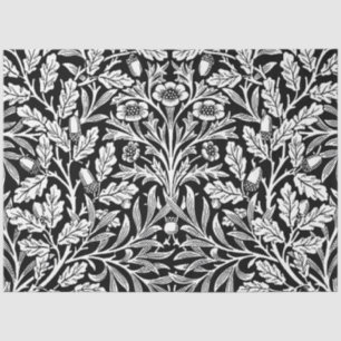 William Morris Vintage Black White Oak Pattern Tissue Paper