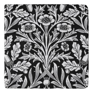 William Morris Vintage Black White Oak Pattern Trivet