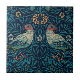 William Morris Vintage Blue Birds Pattern  Ceramic Tile