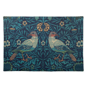 William Morris Vintage Blue Birds Pattern Cloth Placemat