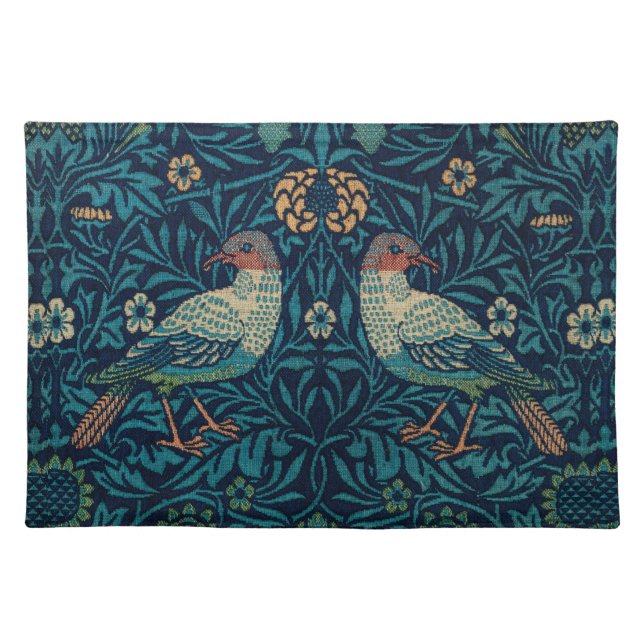 William Morris Vintage Blue Birds Pattern  Cloth Placemat (Front)