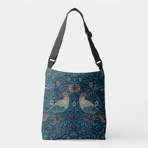 William Morris Vintage Blue Birds Pattern Crossbod Crossbody Bag