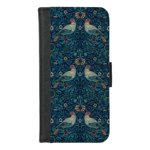 William Morris Vintage Blue Birds Pattern iPhone W iPhone 87 Wallet Case