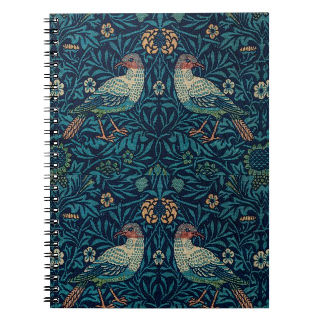 William Morris Vintage Blue Birds Pattern  Notebook (Front)