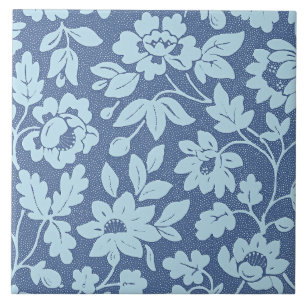 William Morris, vintage blue blossoms, Ceramic Tile