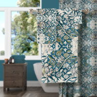 William Morris Vintage Blue Floral Collage Art Bat
