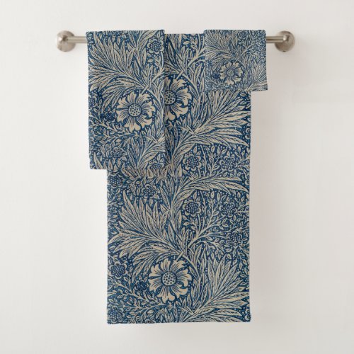 William Morris Vintage Blue Floral Pattern Bath Towel Set
