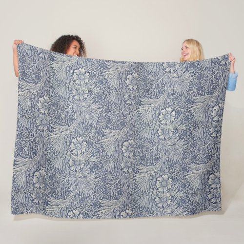 William Morris Vintage Blue Floral Pattern Fleece Blanket