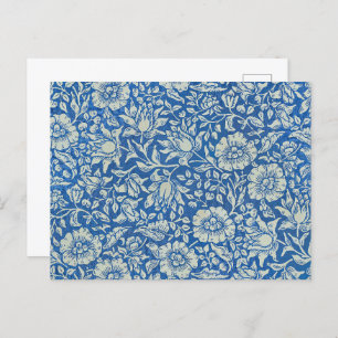 William Morris Vintage Blue Floral Pattern Postcard