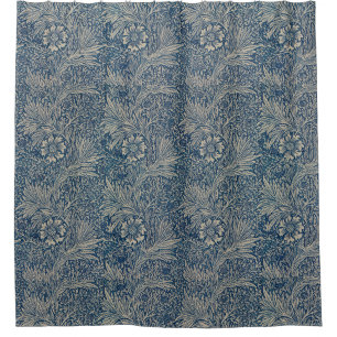 William Morris Vintage Blue Floral Pattern Shower Curtain