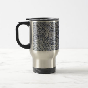 William Morris Vintage Blue Floral Pattern Travel Mug