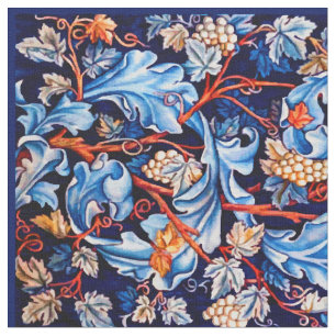 William Morris Vintage Blue Grapes Pattern Fabric