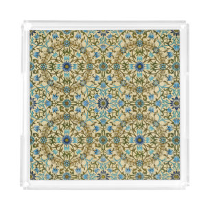 William Morris Vintage Blue Vine Seamless Pattern Acrylic Tray