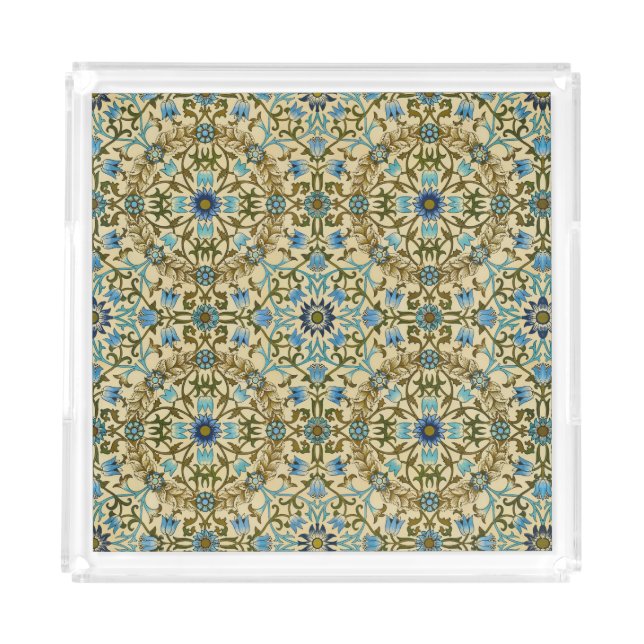 William Morris Vintage Blue Vine Seamless Pattern Acrylic Tray (Front)