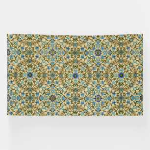 William Morris Vintage Blue Vine Seamless Pattern Banner