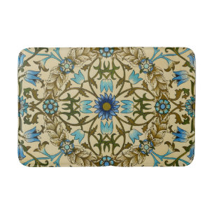 William Morris Vintage Blue Vine Seamless Pattern Bath Mat