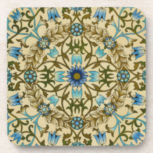 William Morris Vintage Blue Vine Seamless Pattern Beverage Coaster
