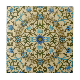 William Morris Vintage Blue Vine Seamless Pattern Ceramic Tile