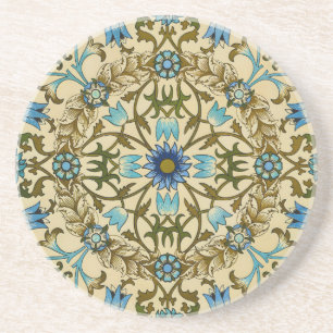 William Morris Vintage Blue Vine Seamless Pattern Coaster