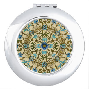 William Morris Vintage Blue Vine Seamless Pattern Compact Mirror