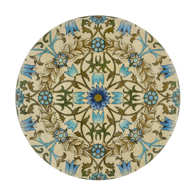 William Morris Vintage Blue Vine Seamless Pattern Cutting Board (Front)