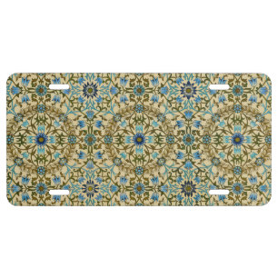 William Morris Vintage Blue Vine Seamless Pattern License Plate