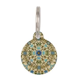 William Morris Vintage Blue Vine Seamless Pattern Pet ID Tag