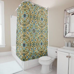 William Morris Vintage Blue Vine Seamless Pattern Shower Curtain