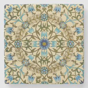 William Morris Vintage Blue Vine Seamless Pattern Stone Coaster