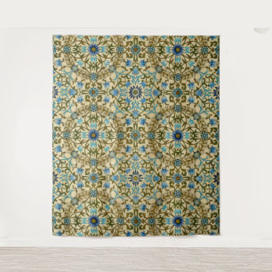 William Morris Vintage Blue Vine Seamless Pattern Tapestry