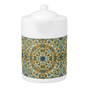 William Morris Vintage Blue Vine Seamless Pattern Teapot