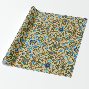 William Morris Vintage Blue Vine Seamless Pattern Wrapping Paper