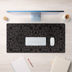 William Morris Vintage Borage Floral Pattern Black Desk Mat