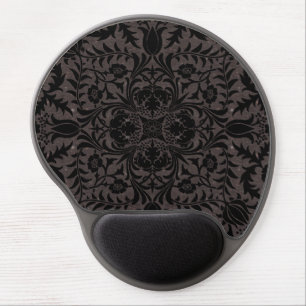 William Morris Vintage Borage Floral Pattern Black Gel Mouse Pad