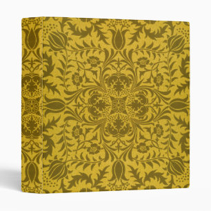 William Morris Vintage Borage Floral Pattern Gold 3 Ring Binder