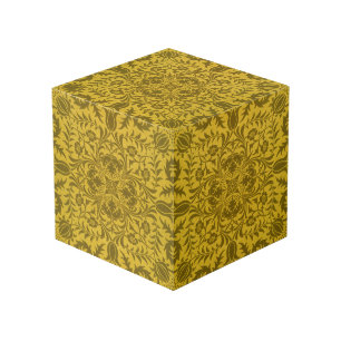 William Morris Vintage Borage Floral Pattern Gold Cube