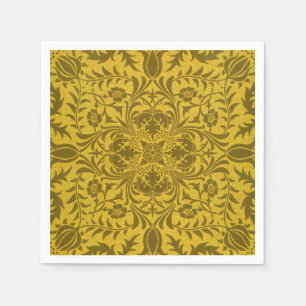 William Morris Vintage Borage Floral Pattern Gold Napkins