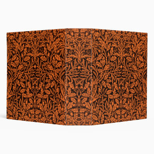 William Morris Vintage Burnt Orange Black Pattern 3 Ring Binder