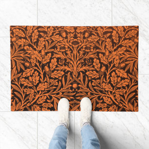 William Morris Vintage Burnt Orange Black Pattern Doormat