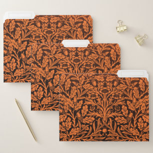 William Morris Vintage Burnt Orange Black Pattern File Folder