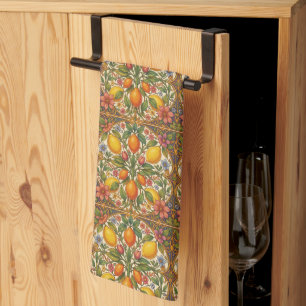 William Morris vintage citrus orange Fruit Floral Kitchen Towel
