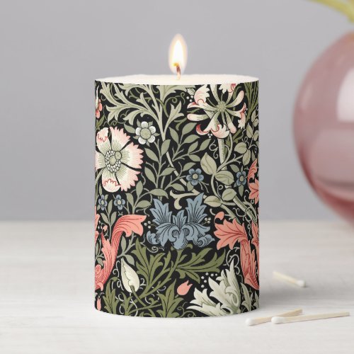 William Morris Vintage Compton Floral Pattern Pillar Candle
