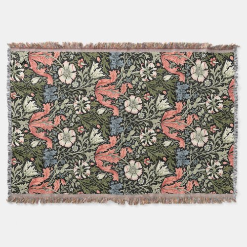 William Morris Vintage Compton Floral Pattern Throw Blanket