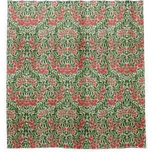 William Morris Vintage Daisy Flowers Pink Green Shower Curtain