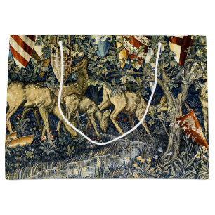 William Morris Vintage Deer & Shields Tapestry Art Large Gift Bag