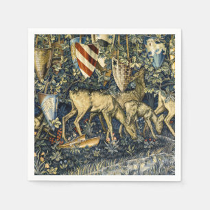 William Morris Vintage Deer & Shields Tapestry Art Napkins