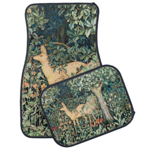 William Morris Vintage Deer Woodland Floral Art Car Floor Mat